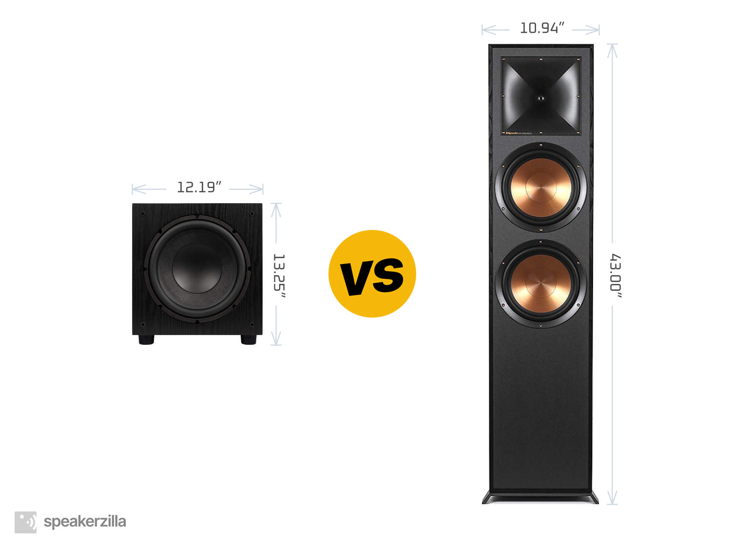 Elac SUB1010 120W 10” Powered Subwoofer vs. Klipsch Reference R-820F Tower Speakers