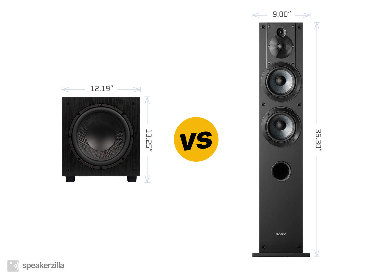 Elac SUB1010 120W 10” Powered Subwoofer vs. Sony SSCS3 3-Way Tower Speakers