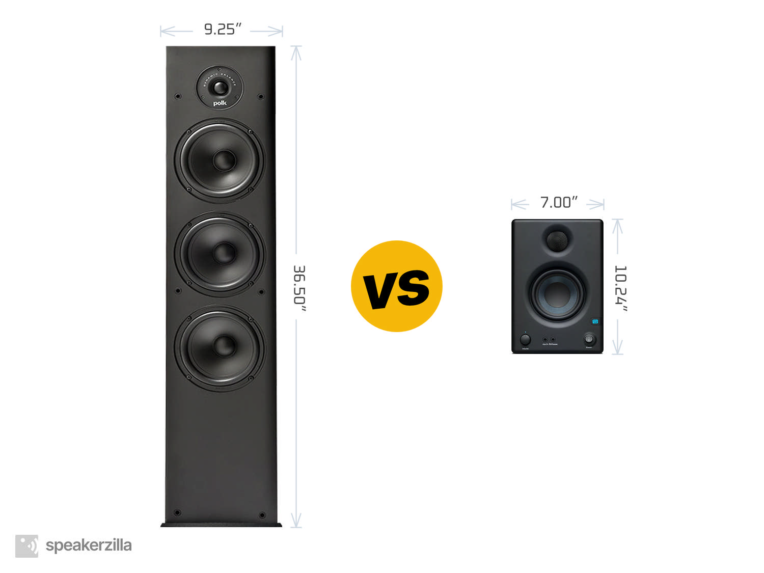 Polk T50 150 Watt Tower Speakers vs. Presonus Eris E3.5 3.5” Near Field Studio Monitor